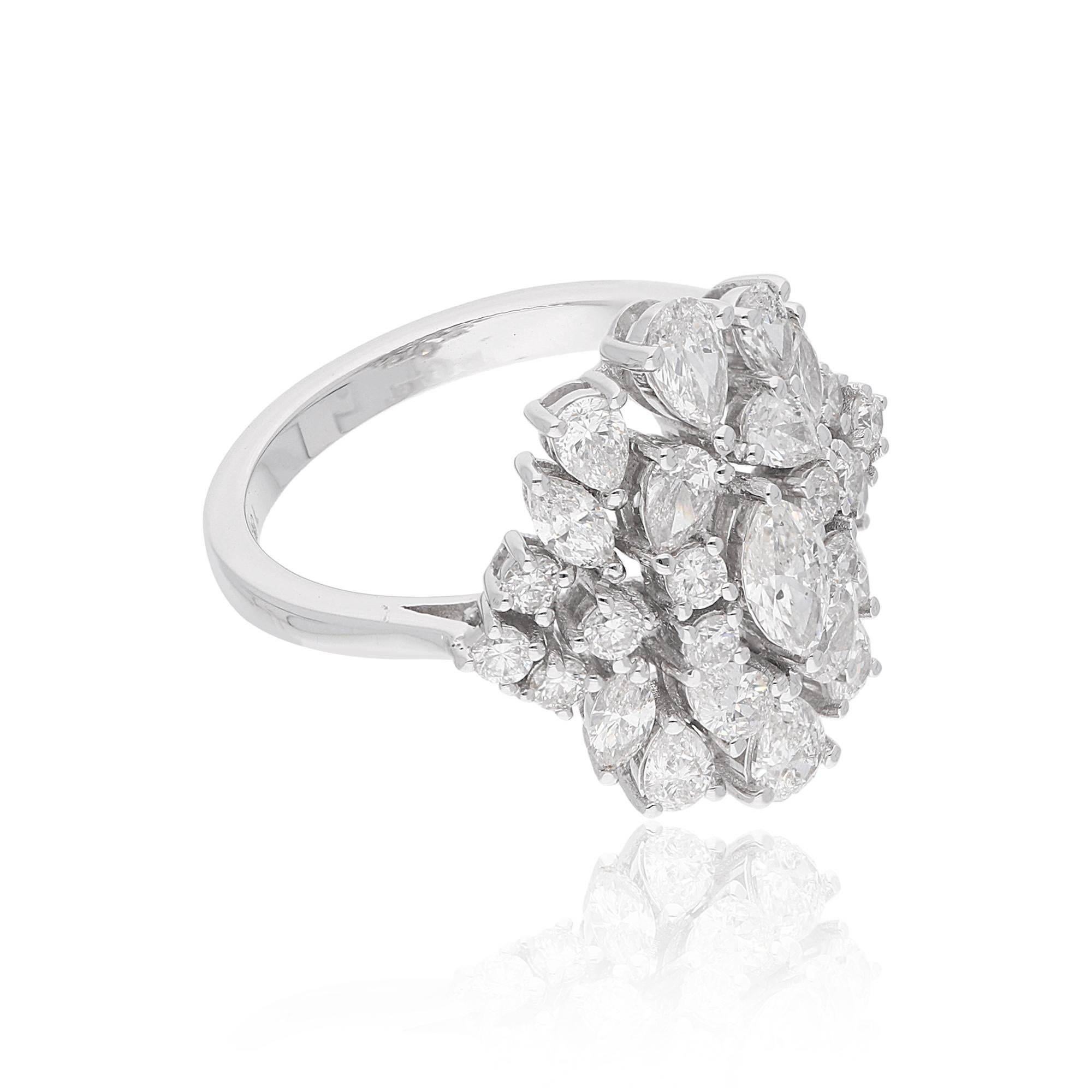 For Sale:  1.85 Carat SI/HI Marquise Pear Round Diamond Cluster Ring 18 Karat White Gold 2