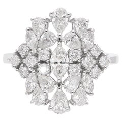 1.85 Carat SI/HI Marquise Pear Round Diamond Cluster Ring 18 Karat White Gold