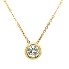 Solitaire Old European Cut Diamond 1.85 carat Sliding Pendant 18k Yellow Gold