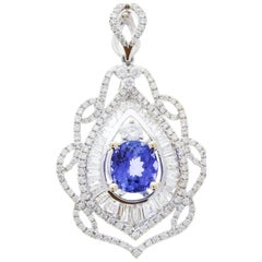 Colgante de tanzanita y diamante de 1,85 quilates en oro blanco de 18 quilates