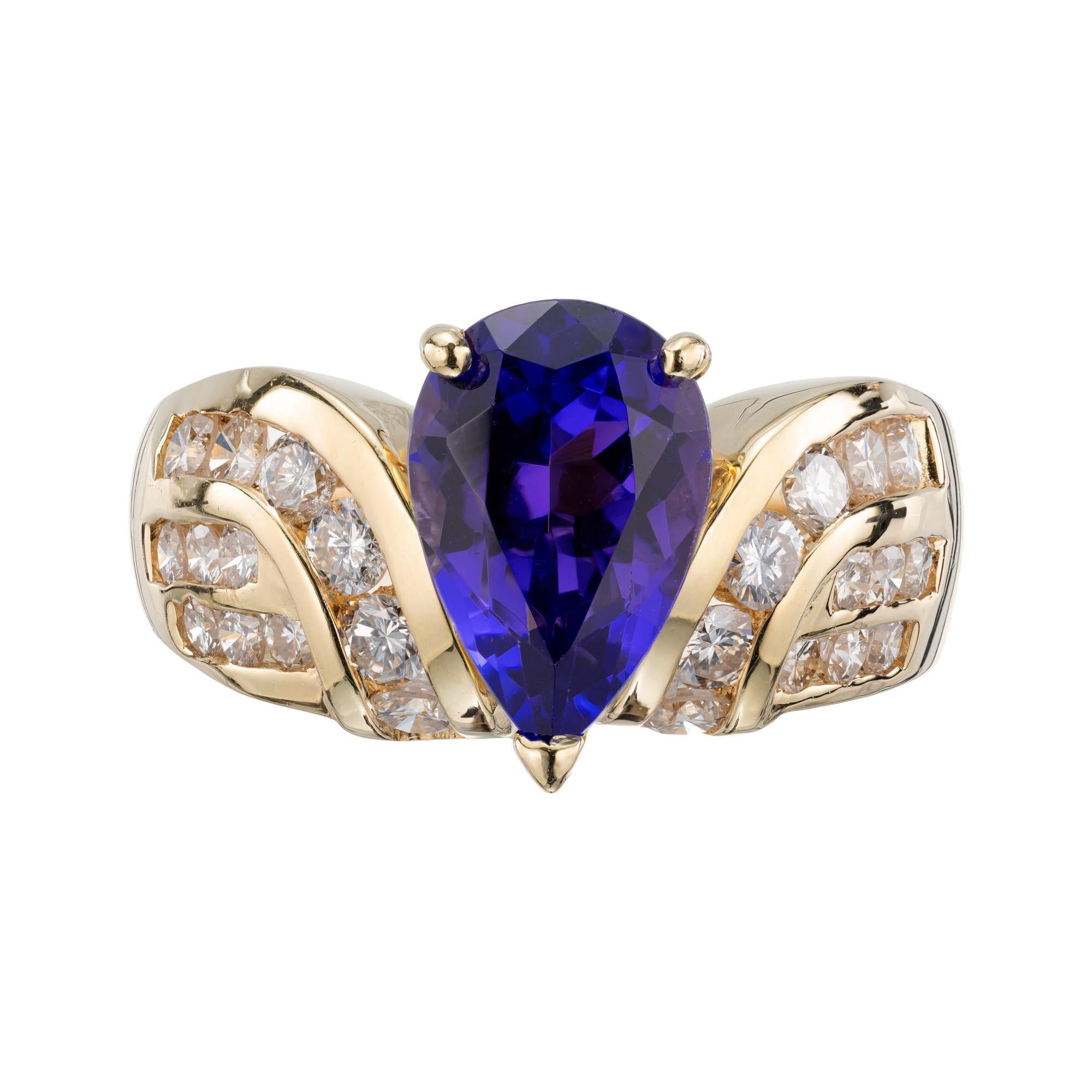 1.85 Carat Tanzanite Diamond Yellow Gold Cocktail Ring