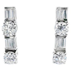 Boucles d'oreilles pendantes en diamant vintage de 1,85 carat en platine
