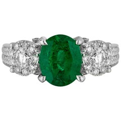 1.85 Carat Zambian Emerald Diamond Cocktail Ring
