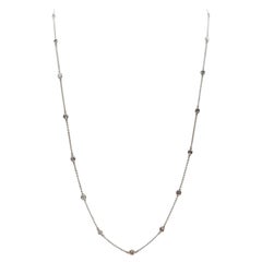 1.85 Carats 19 Stations Diamond by the Yard Necklace 14 Karat White Gold