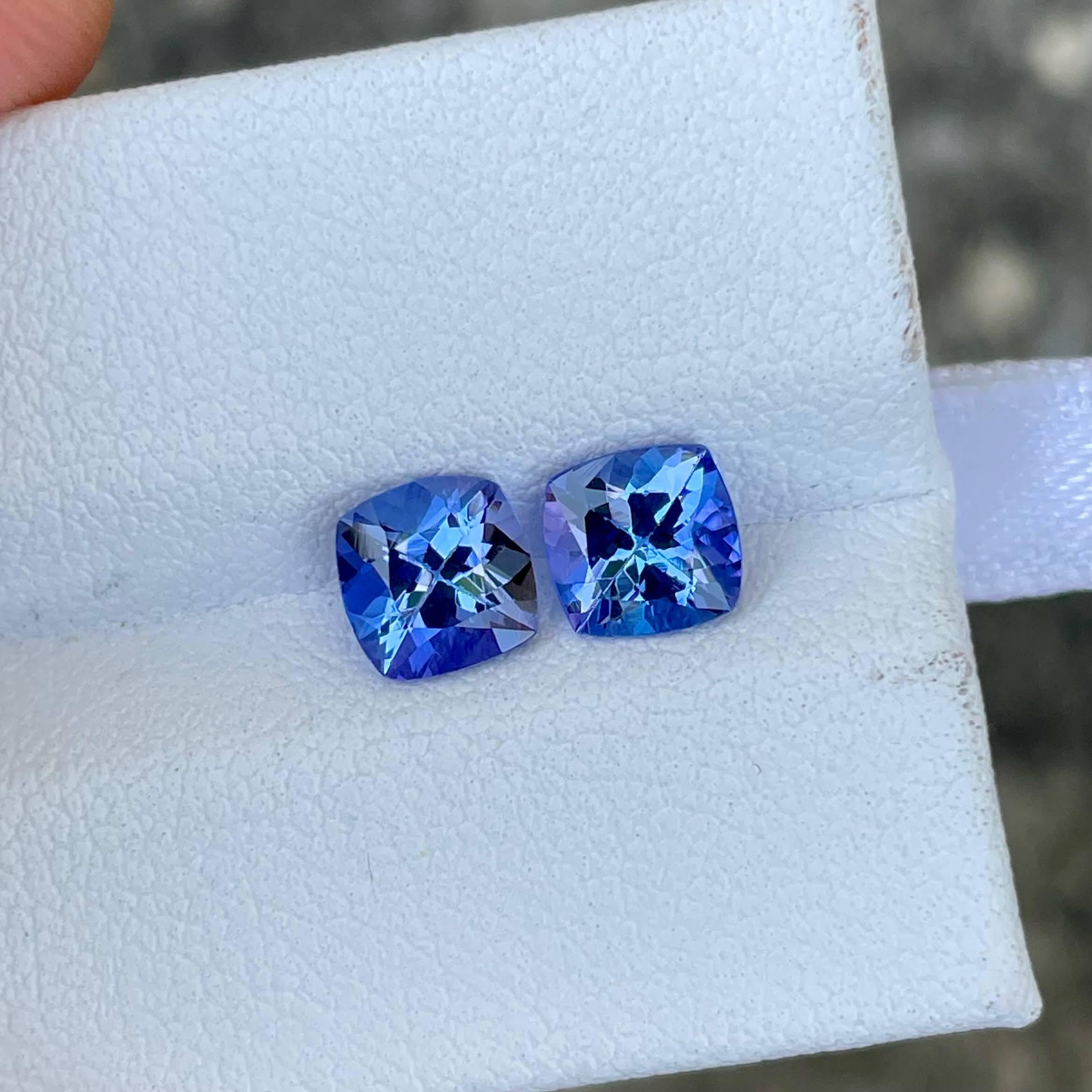 1,85 quilates Pareja Piedra Tanzanita Azul Talla Cojín Piedra preciosa de Tanzania Moderno en venta