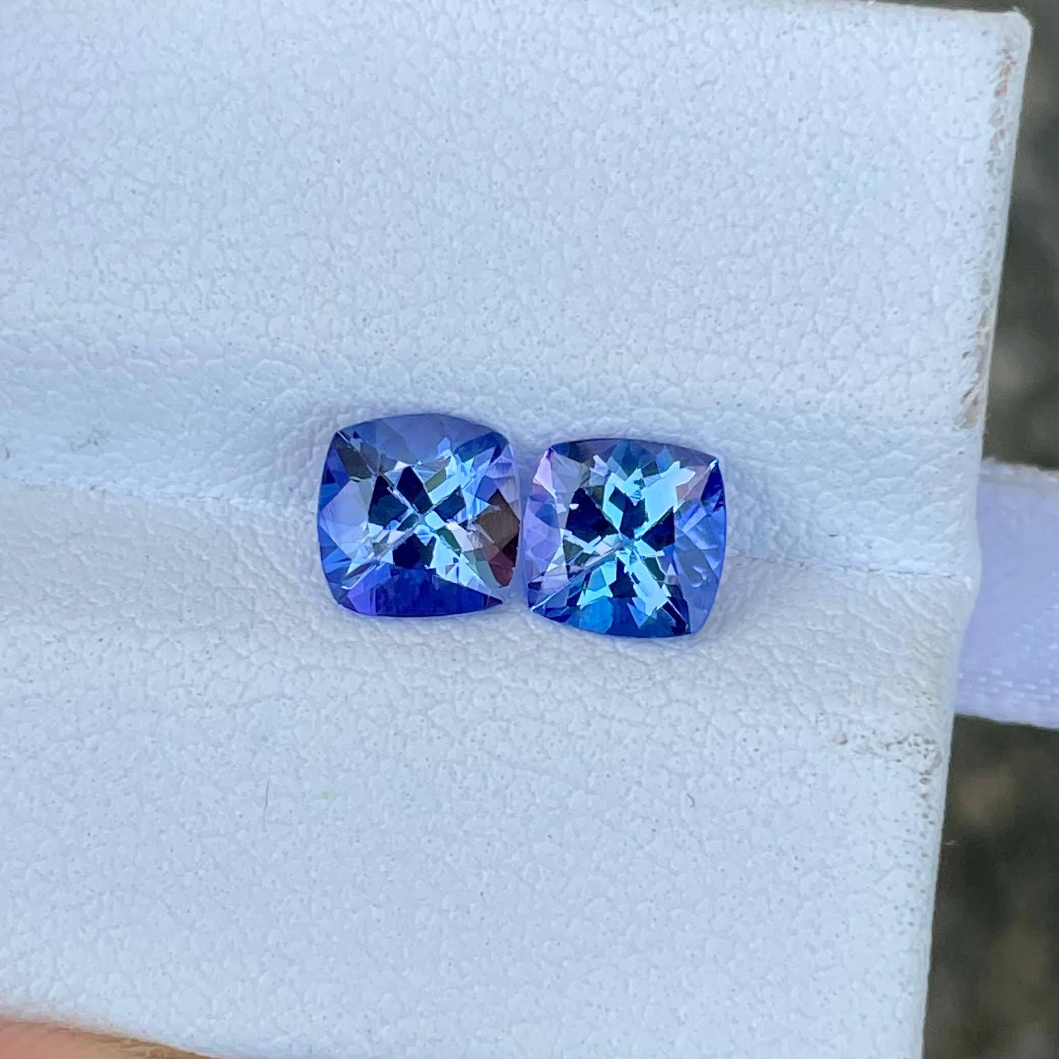 1,85 quilates Pareja Piedra Tanzanita Azul Talla Cojín Piedra preciosa de Tanzania Corte cojín en venta