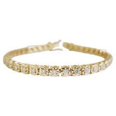 1.85 Carats Diamond Cut Miracle Illusion Tennis Bracelet 14 Karat Yellow Gold