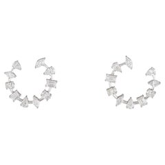 1.85 Carats Fancy Cut Diamonds Hoop Earrings in 14k Gold