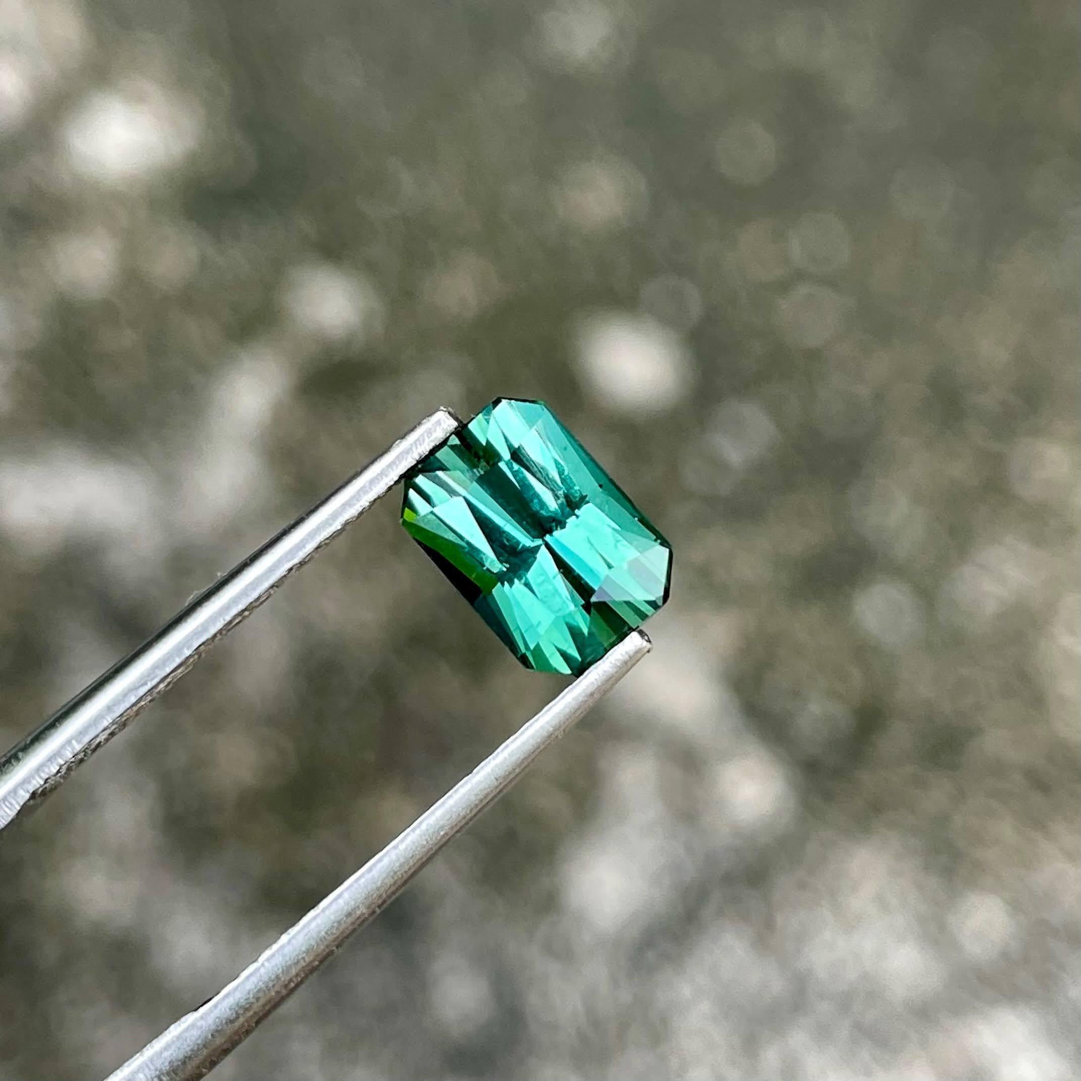 Peso 1,85 carati 
Dimensioni 8,0x5,75x4,8 mm
Trattamento nessuno 
Origine Africa 
Chiarezza VVS
Forma ottagonale 
Taglio di precisione personalizzato 



La tormalina blu verdastra da 1.85 carati, tagliata meticolosamente a forma di ottagono, è un