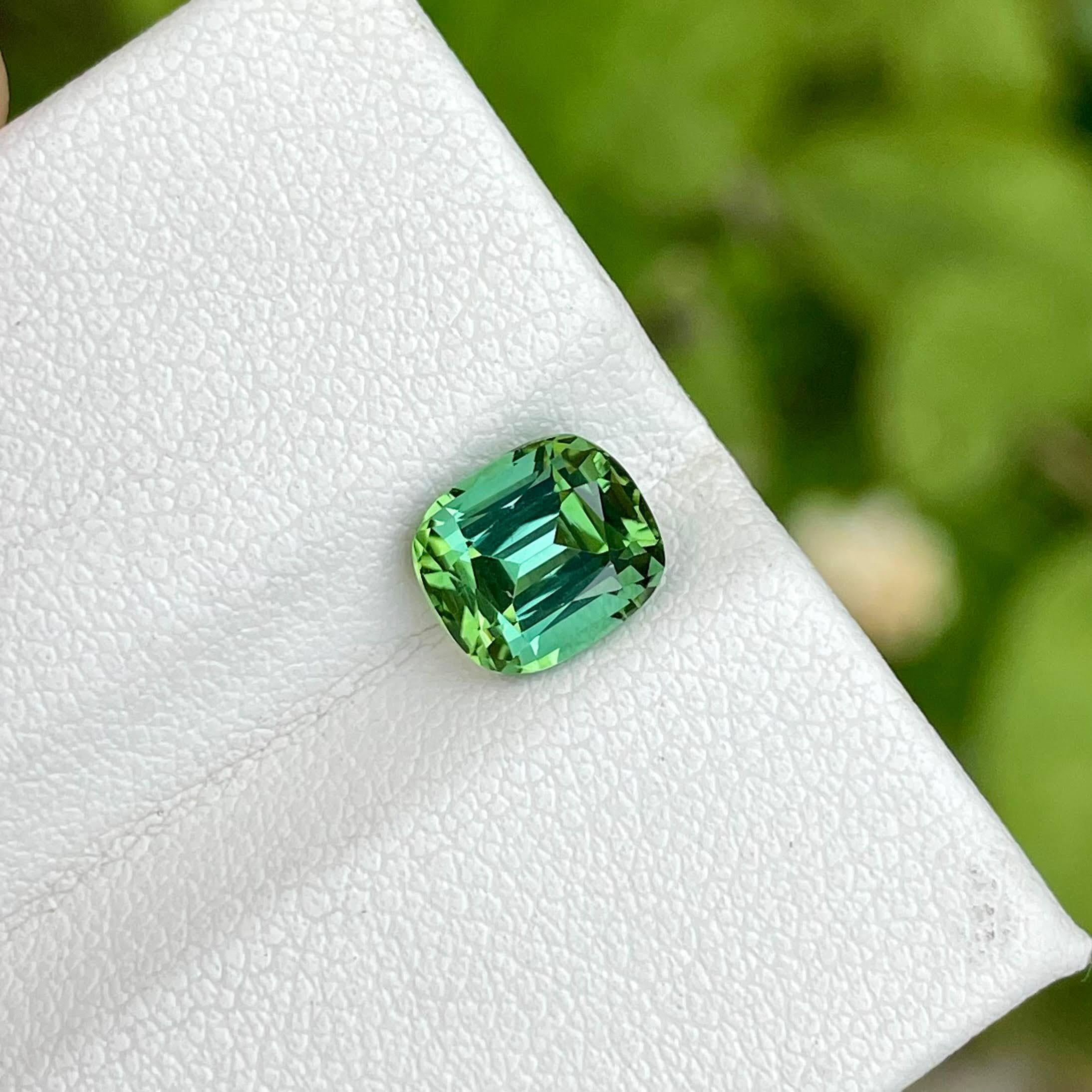 Modern 1.85 Carats Mint Green Loose Tourmaline Stone Cushion Cut Afghan Gemstone For Sale