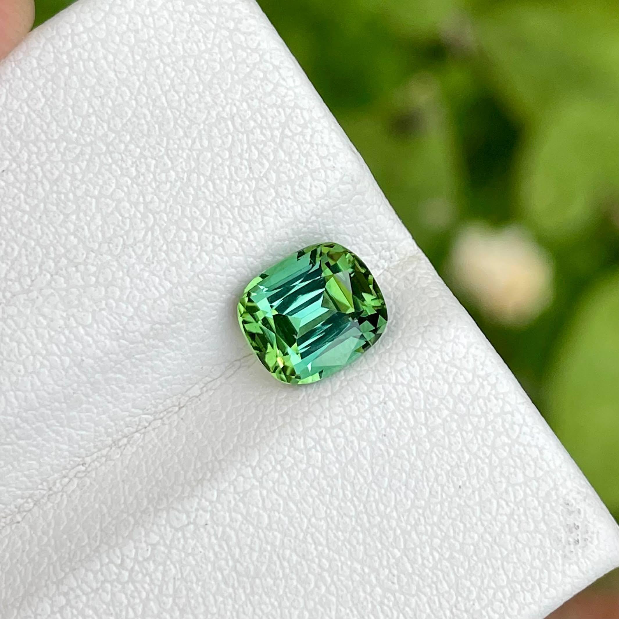 1.85 Carats Mint Green Loose Tourmaline Stone Cushion Cut Afghan Gemstone In New Condition For Sale In Bangkok, TH