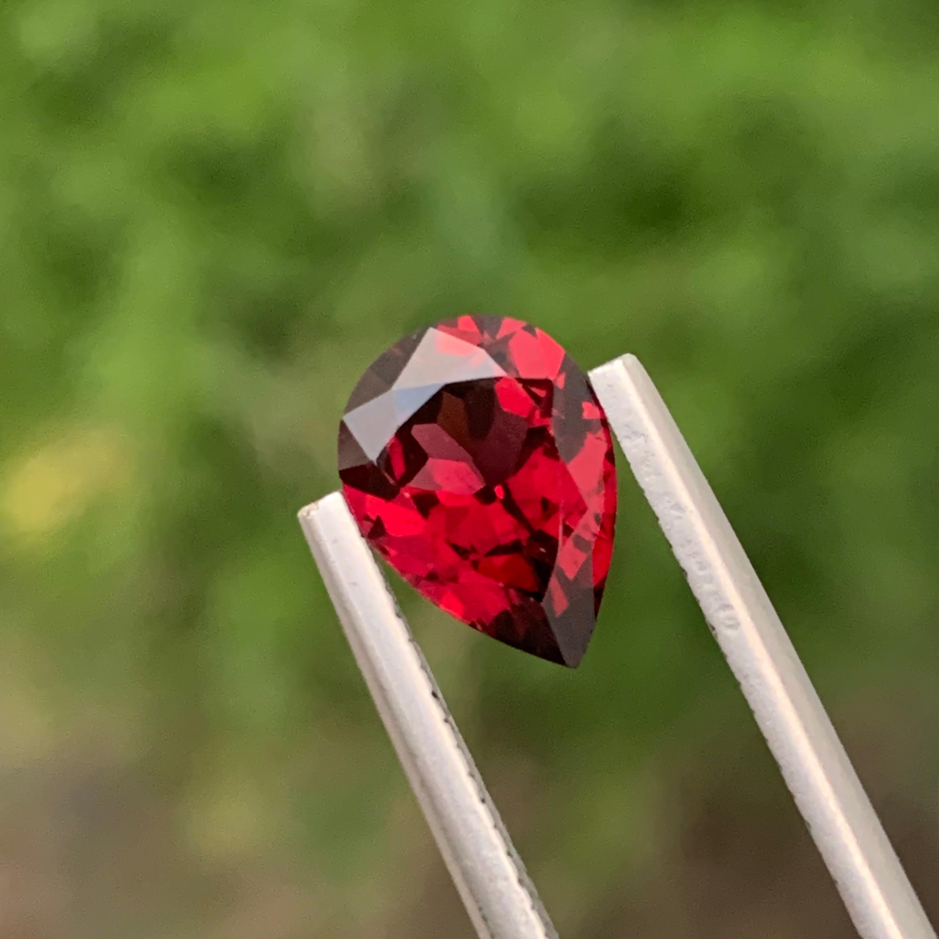 Loose Rhodolite Garnet 
Weight: 1.85 Carats 
Dimension: 9.3x6.8x4.1 Mm
Origin:Madagascar 
Shape : Pear: 
Rhodolite garnet, a captivating gemstone known for its exquisite pink to purplish-red hues, belongs to the garnet family. Its name is derived