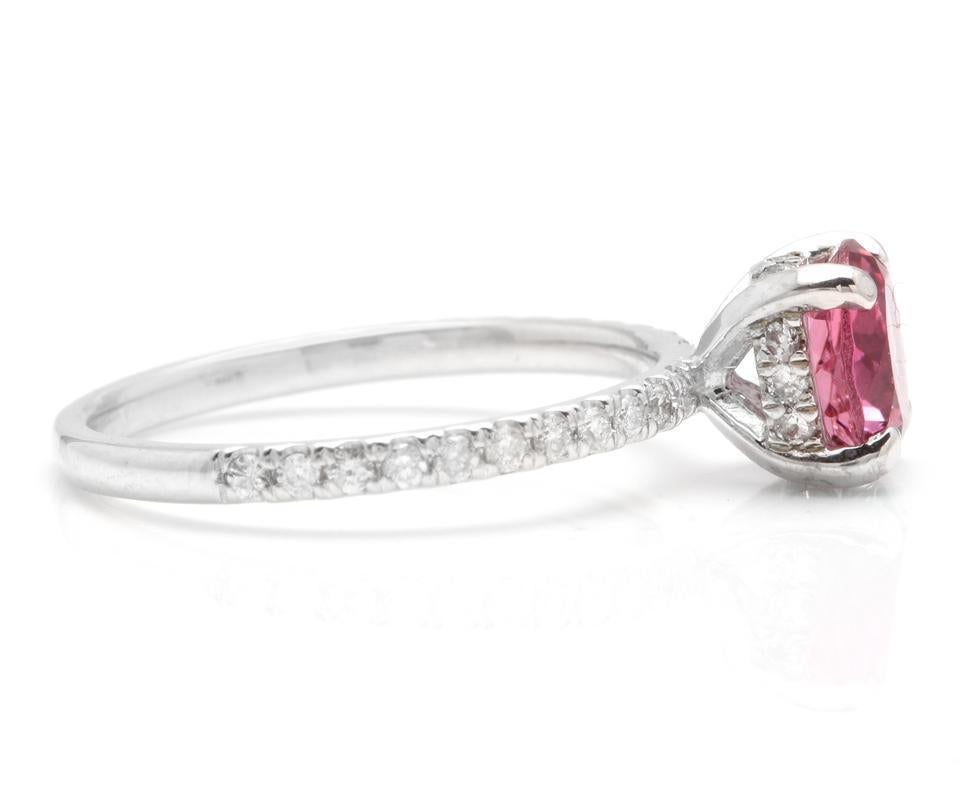 Taille mixte Bague en or blanc massif 14 carats avec tourmaline naturelle de 1,85 carat et diamants en vente