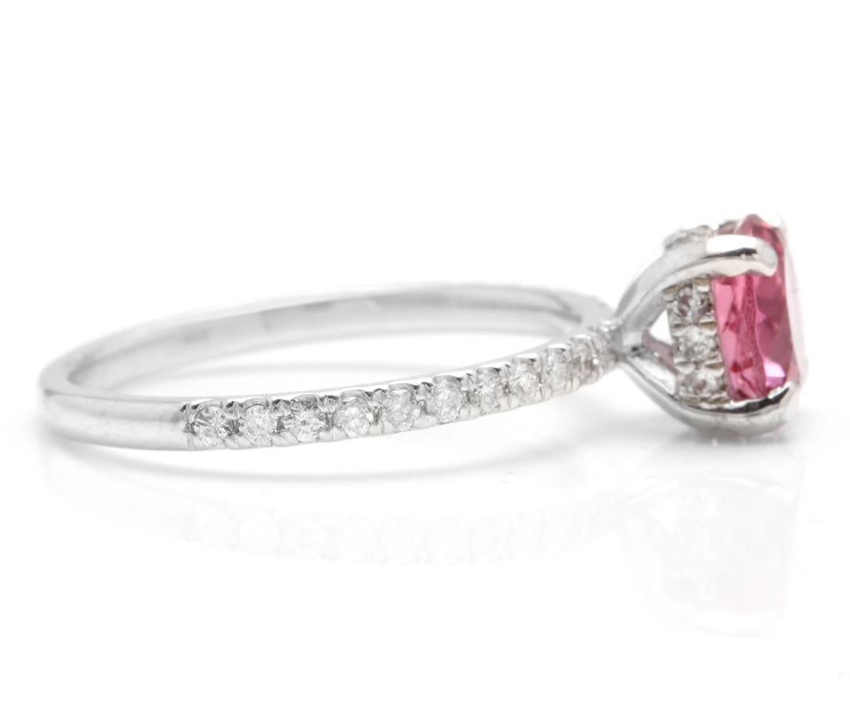Bague en or blanc massif 14 carats avec tourmaline naturelle de 1,85 carat et diamants Neuf - En vente à Los Angeles, CA