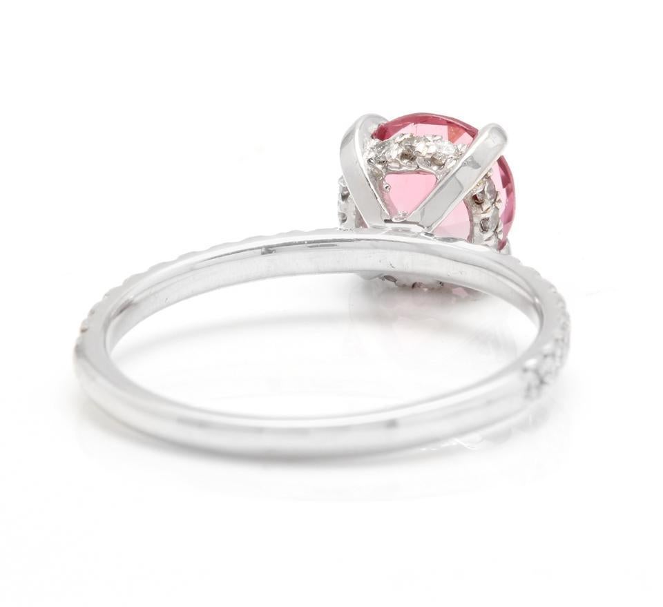 Bague en or blanc massif 14 carats avec tourmaline naturelle de 1,85 carat et diamants en vente 1