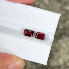 1.85 carats Red Burmese Spinel Stone Pair Emerald Cut Natural Gemstone