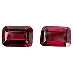 1.85 carats Red Burmese Spinel Stone Pair Emerald Cut Natural Gemstone
