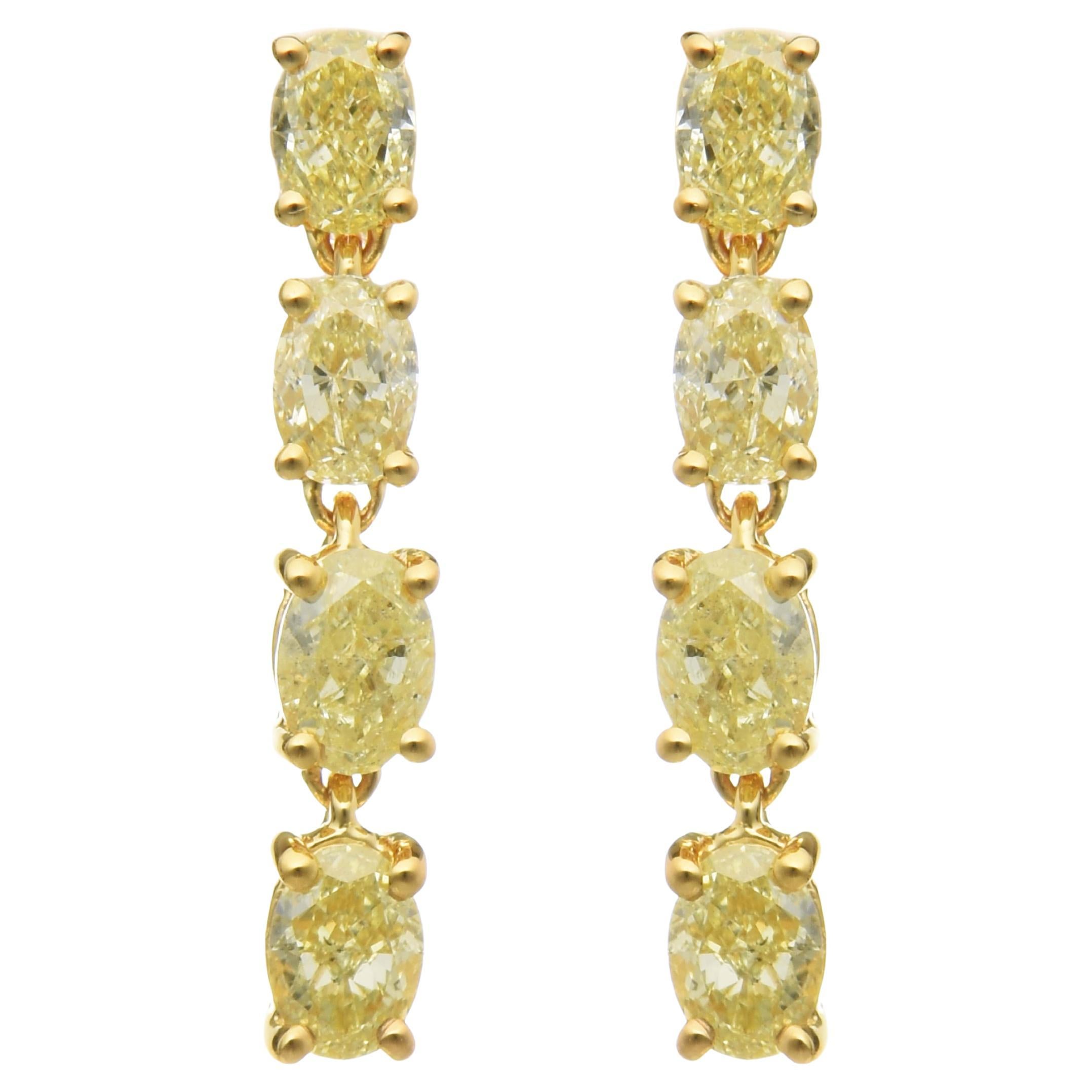 1,85 Karat Gelbgold-Ohrringe mit gelben Diamanten aus Gelbgold im Angebot
