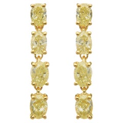 1.85 Carats Yellow Diamond Yellow Gold Earrings