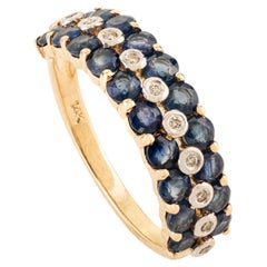 1.85 Ct Blue Sapphire 
Diamond Eternity Band Ring in 14K Yellow Gold Jewelry
