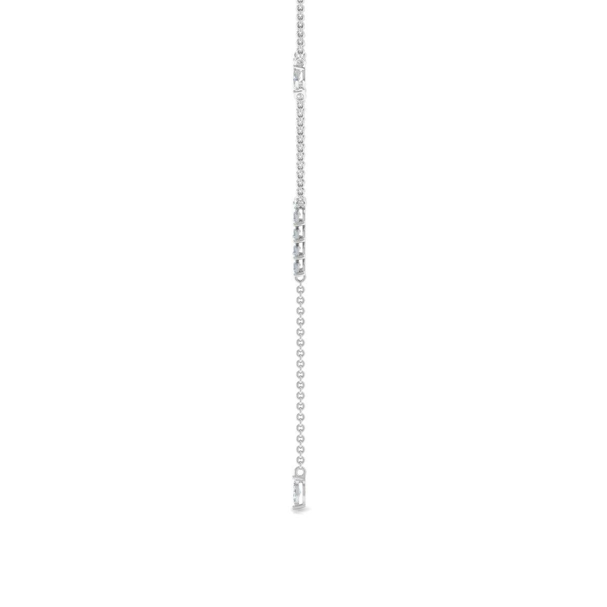 1.85 Ct SI Clarity HI Color Marquise Diamond Lariat Necklace 14 Karat White Gold For Sale 1