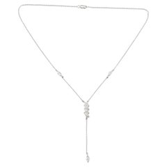 1.85 Ct SI Clarity HI Color Marquise Diamond Lariat Necklace 14 Karat White Gold