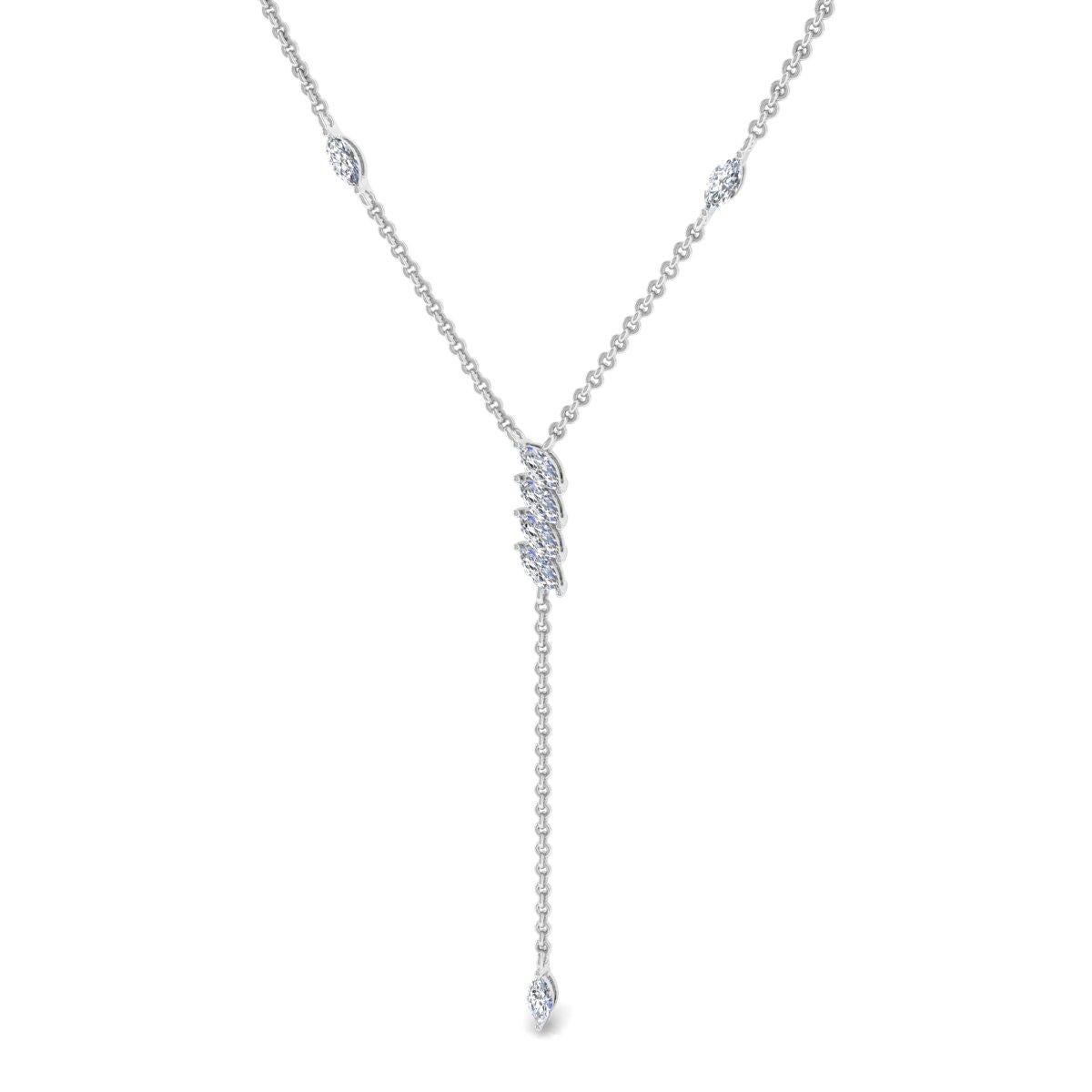 1,85 ct SI Clarity HI Color Marquise Diamond Lariat Collana in oro bianco 18 carati in vendita 2