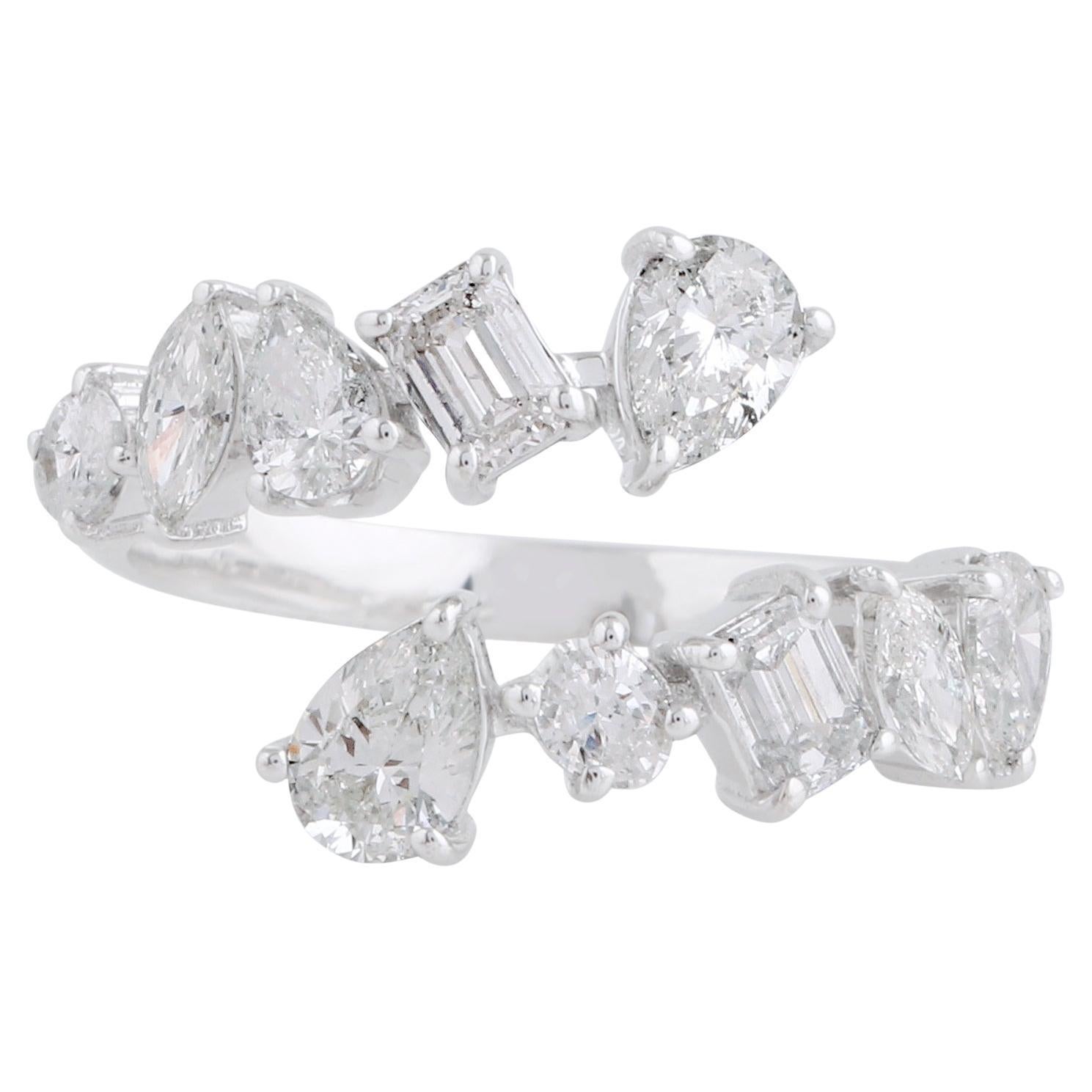 1,85 ct. SI Reinheit HI Farbe Multi Diamant Wickelring 18 Karat Weißgold Schmuckstücke