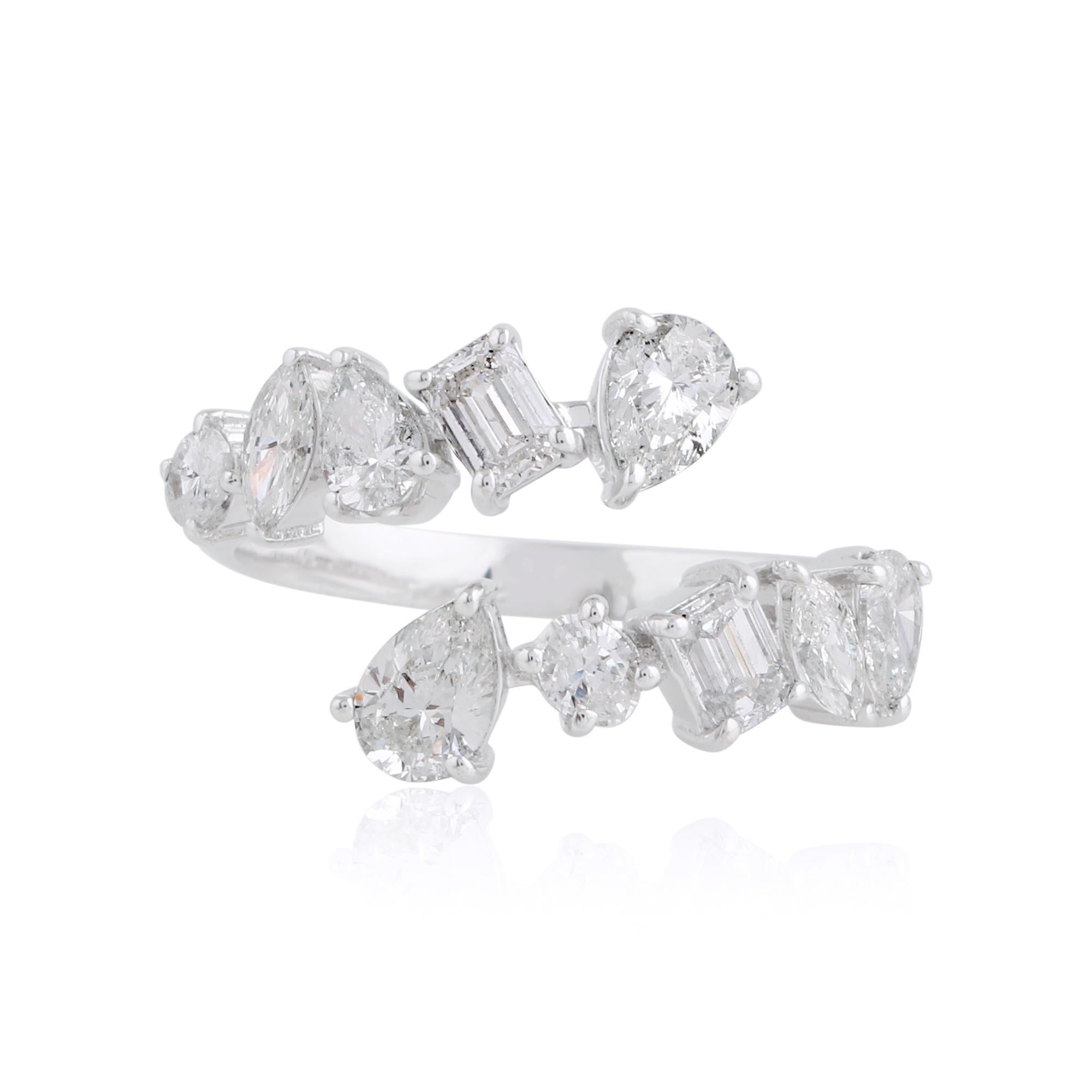 For Sale:  1.85 Ct. SI Clarity HI Color Multi Diamond Wrap Ring 18 Karat White Gold Jewelry