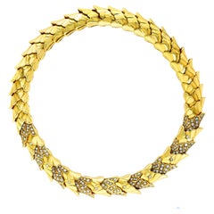 185 Gm of 18K Yellow Gold & 9.5 Ct of Diamond Collar Necklace /Choker, Estate 
