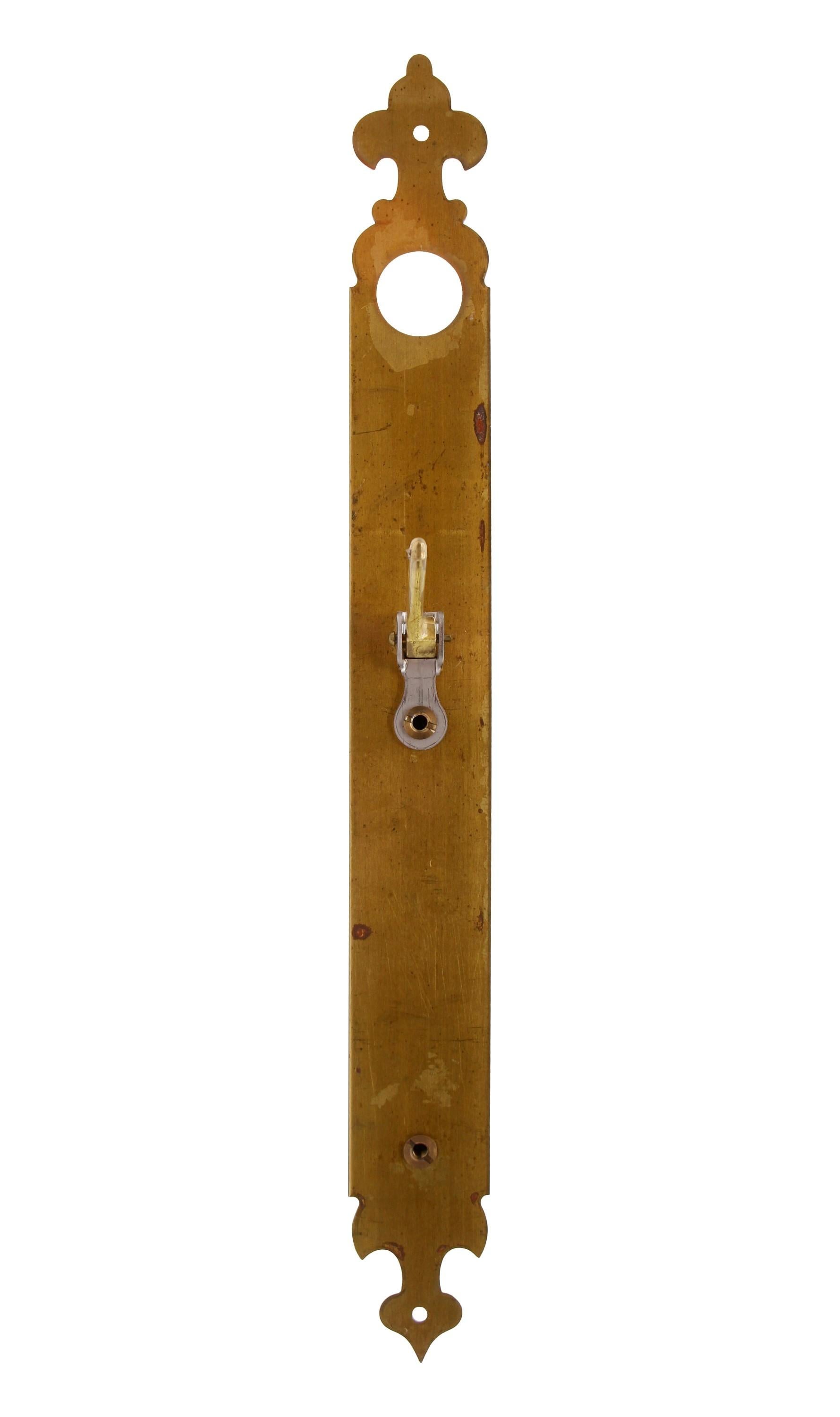 18.5 inch Polished Brass Thumb Latch Entry Door Pull For Sale 1