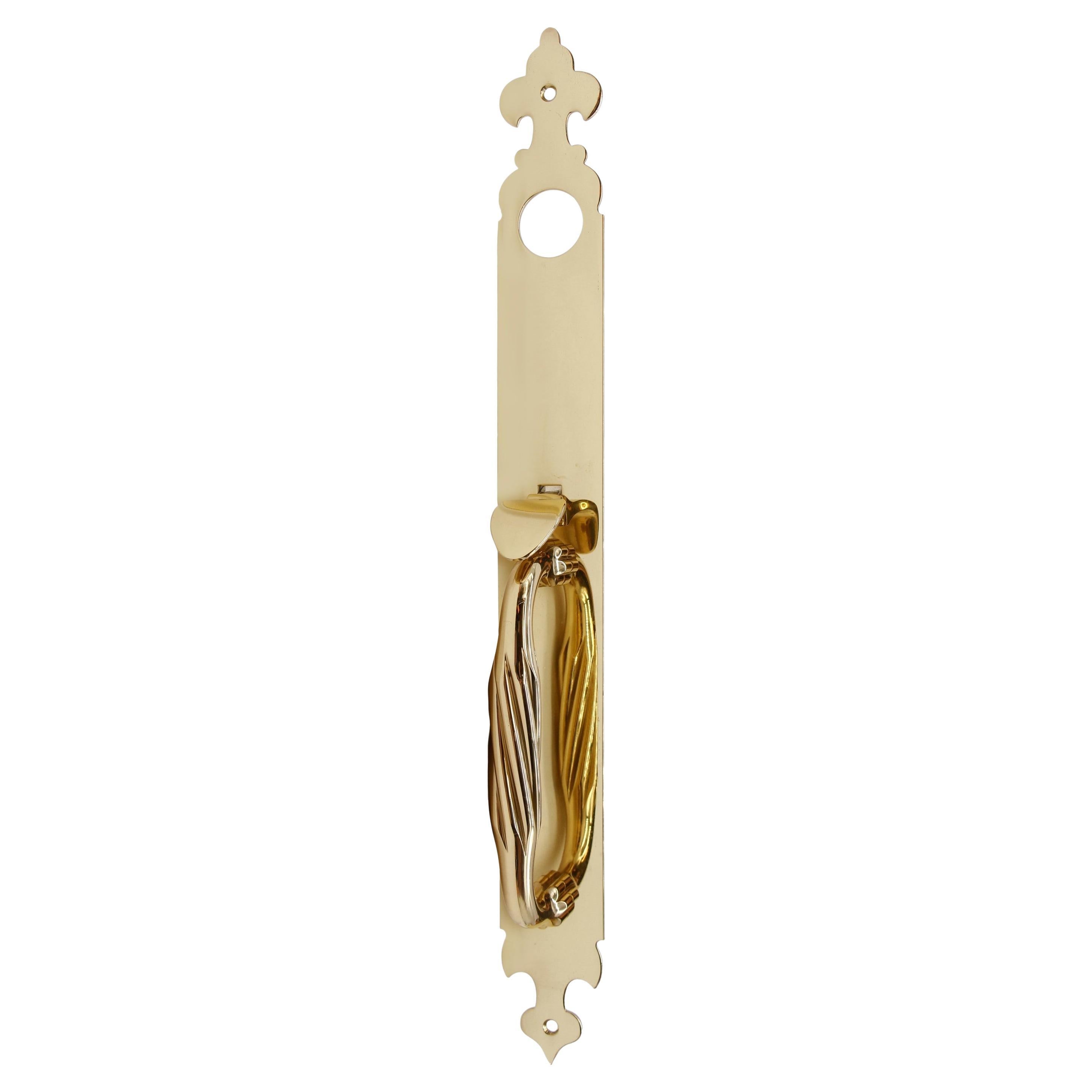 18.5 inch Polished Brass Thumb Latch Entry Door Pull For Sale