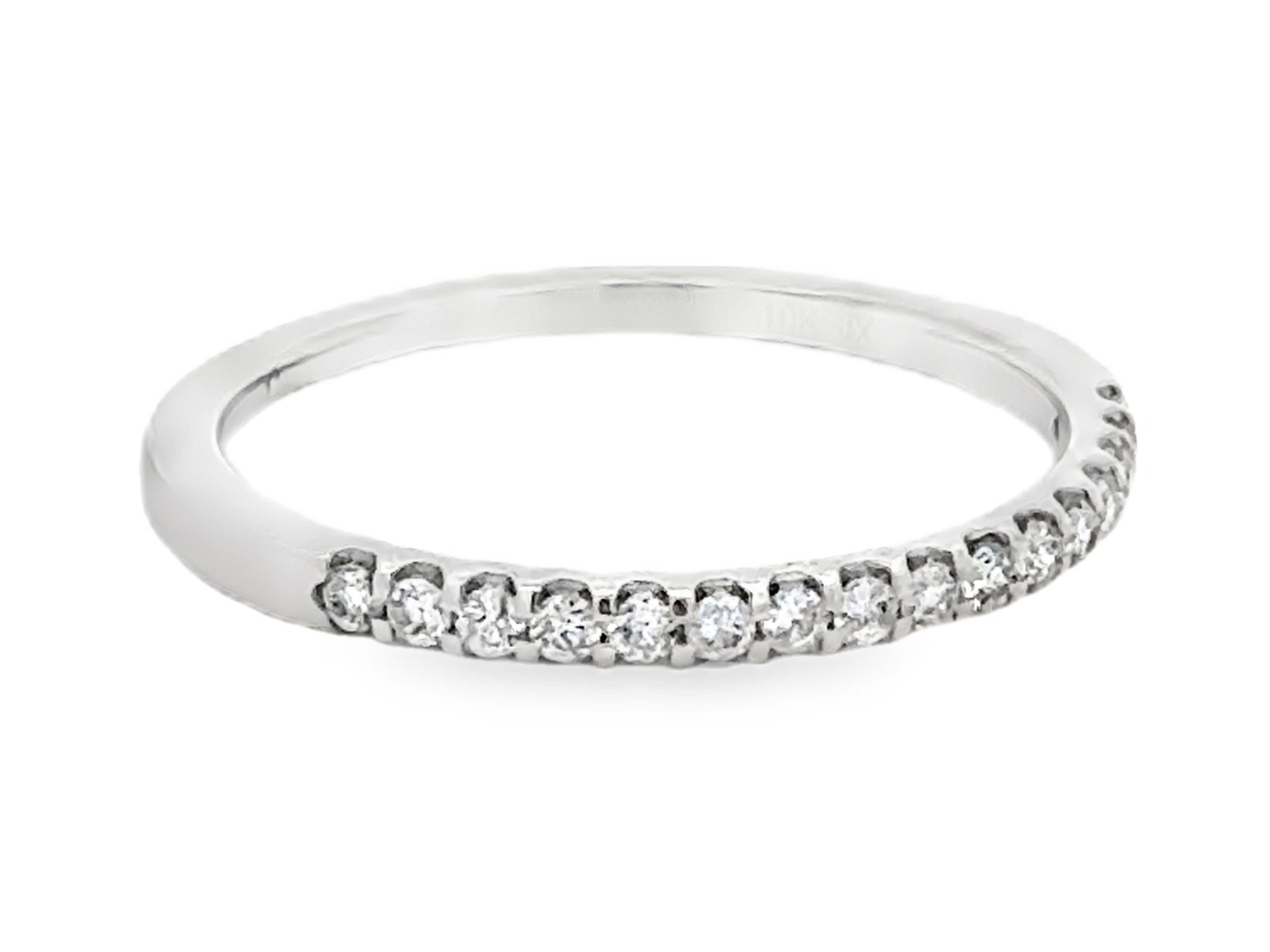 Modern 1.85 Mm 16 Brilliant Cut Diamond Band Ring 10k White Gold