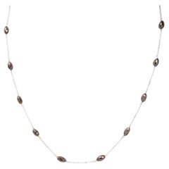18.5" Natural Brown Diamond (15.50 Carat) Necklace in 18 Karat White Gold
