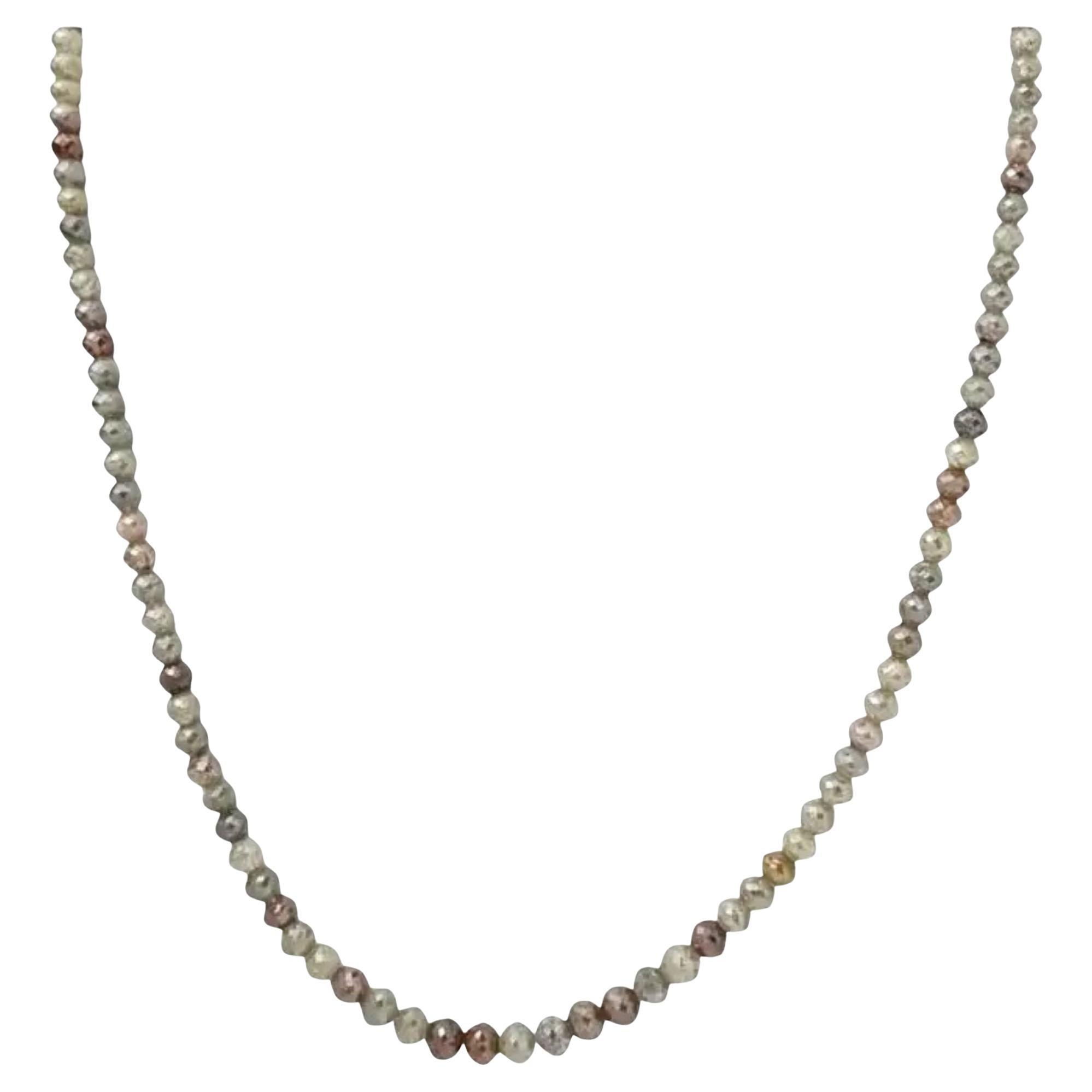 18.5" Natural Multicolor Diamond (69.00ct) Necklace in 14K Yellow Gold For Sale