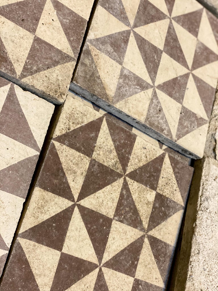 Brown and White Geometric Tiles at 1stDibs