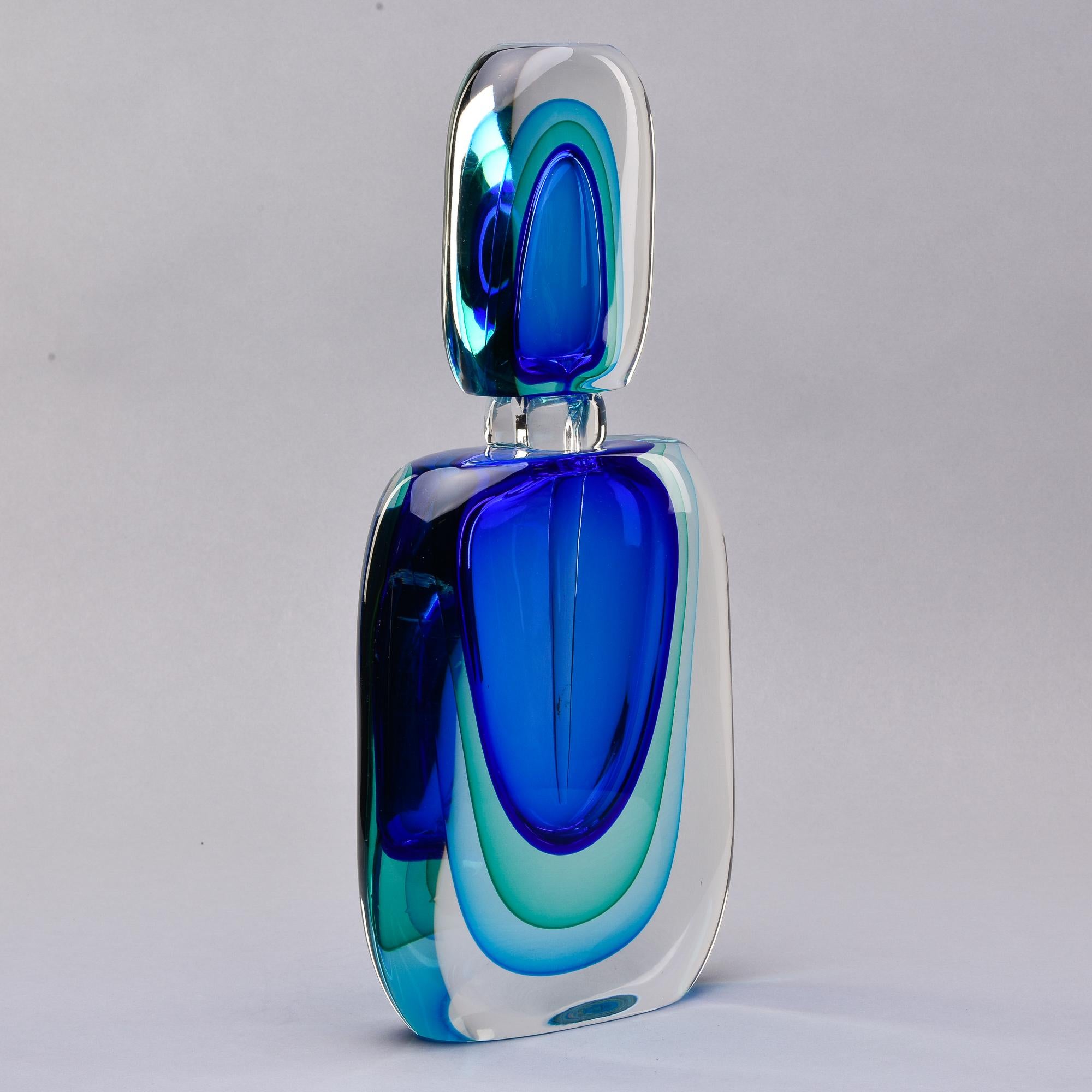 18.5” Tall Murano Sommerso Shaded Blue Perfume Bottle 1