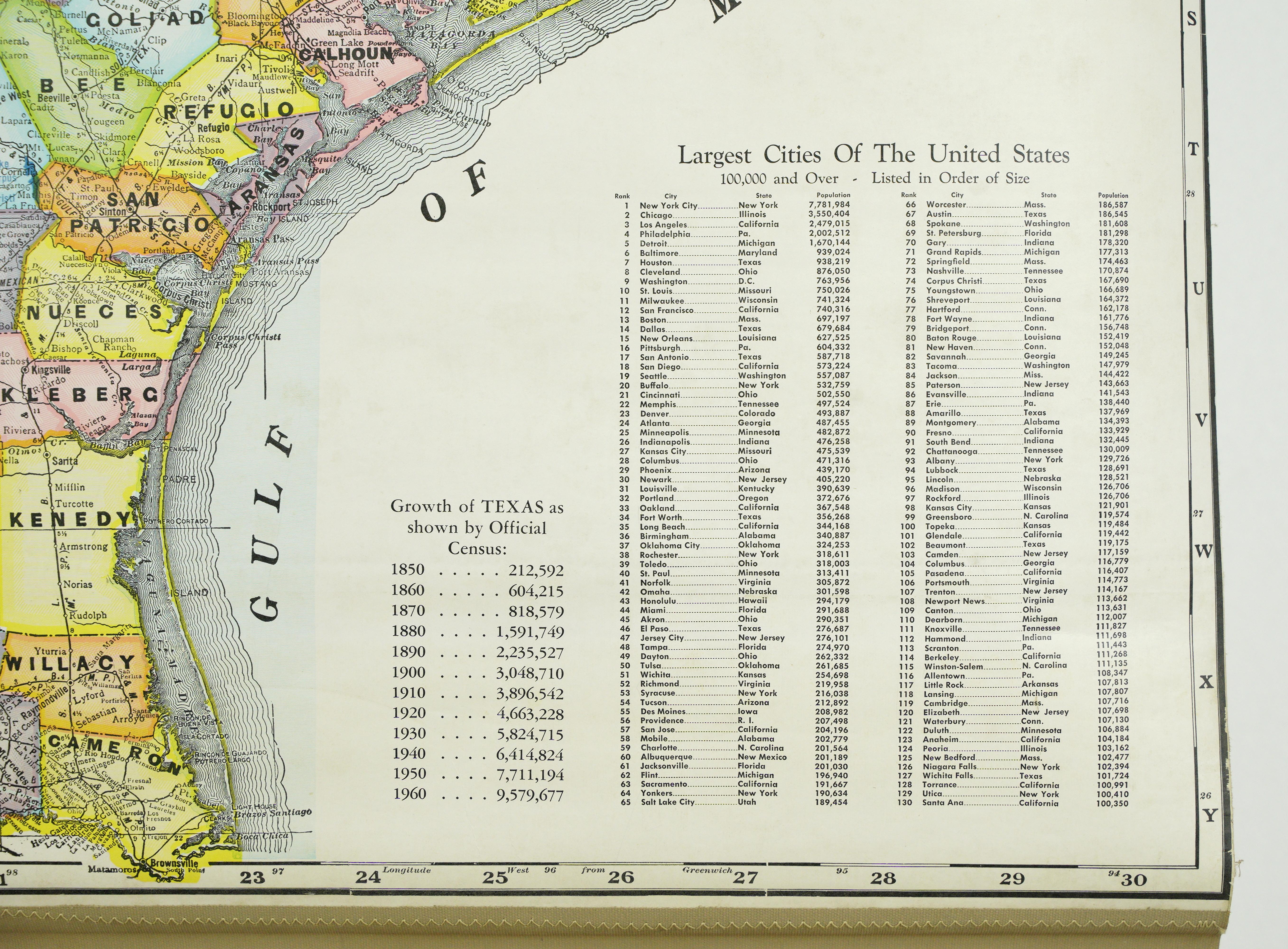 1850-1960 Cram's Superior Latest Federal Census Texas Karte, Texas im Zustand „Gut“ im Angebot in New York, NY