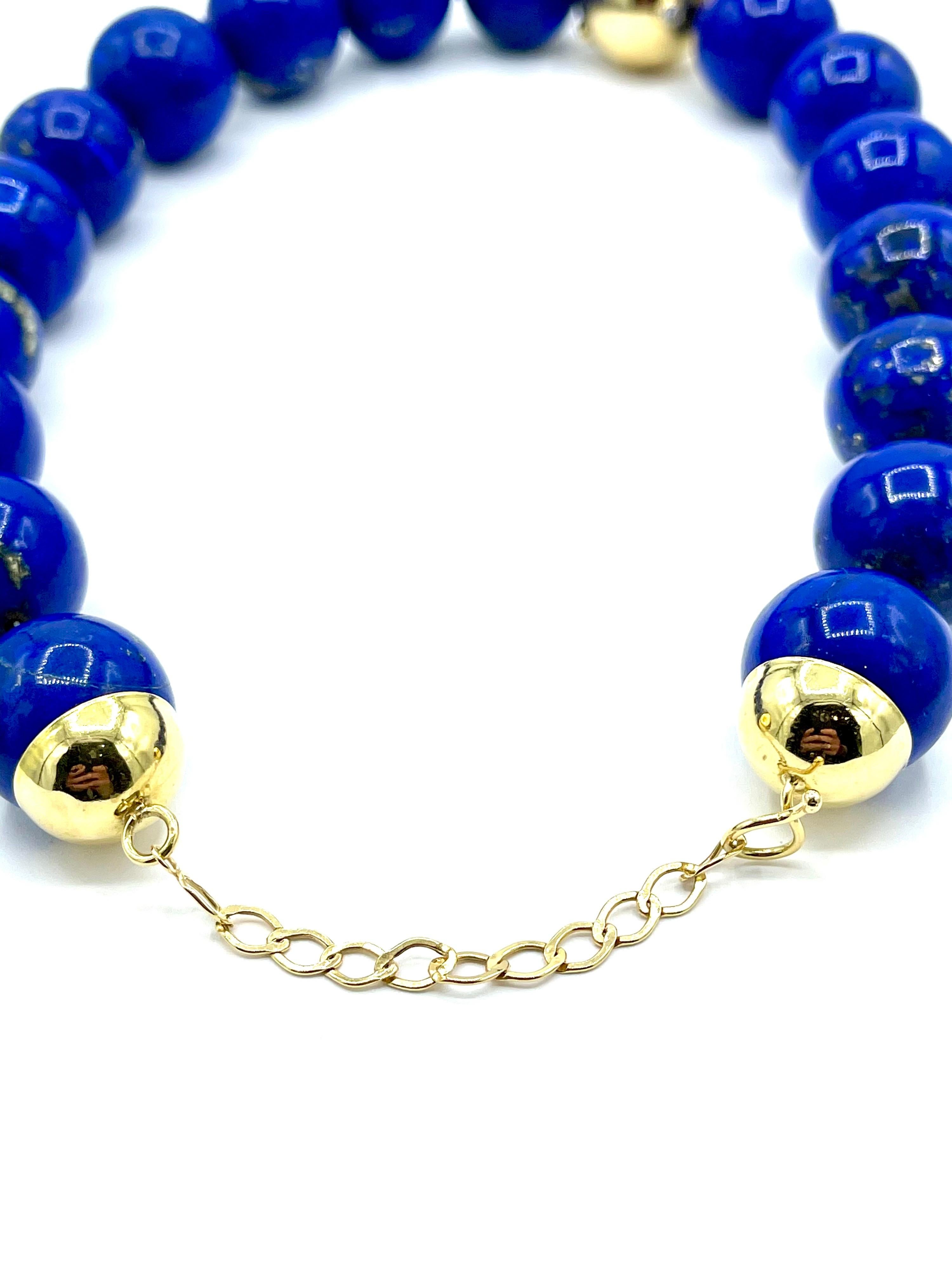 Women's or Men's Lapis Lazuli and 18 Karat Yellow Gold Necklace
