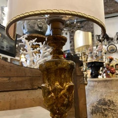1850 a Pair of Gilded Wood Sicilian Bed Lamps