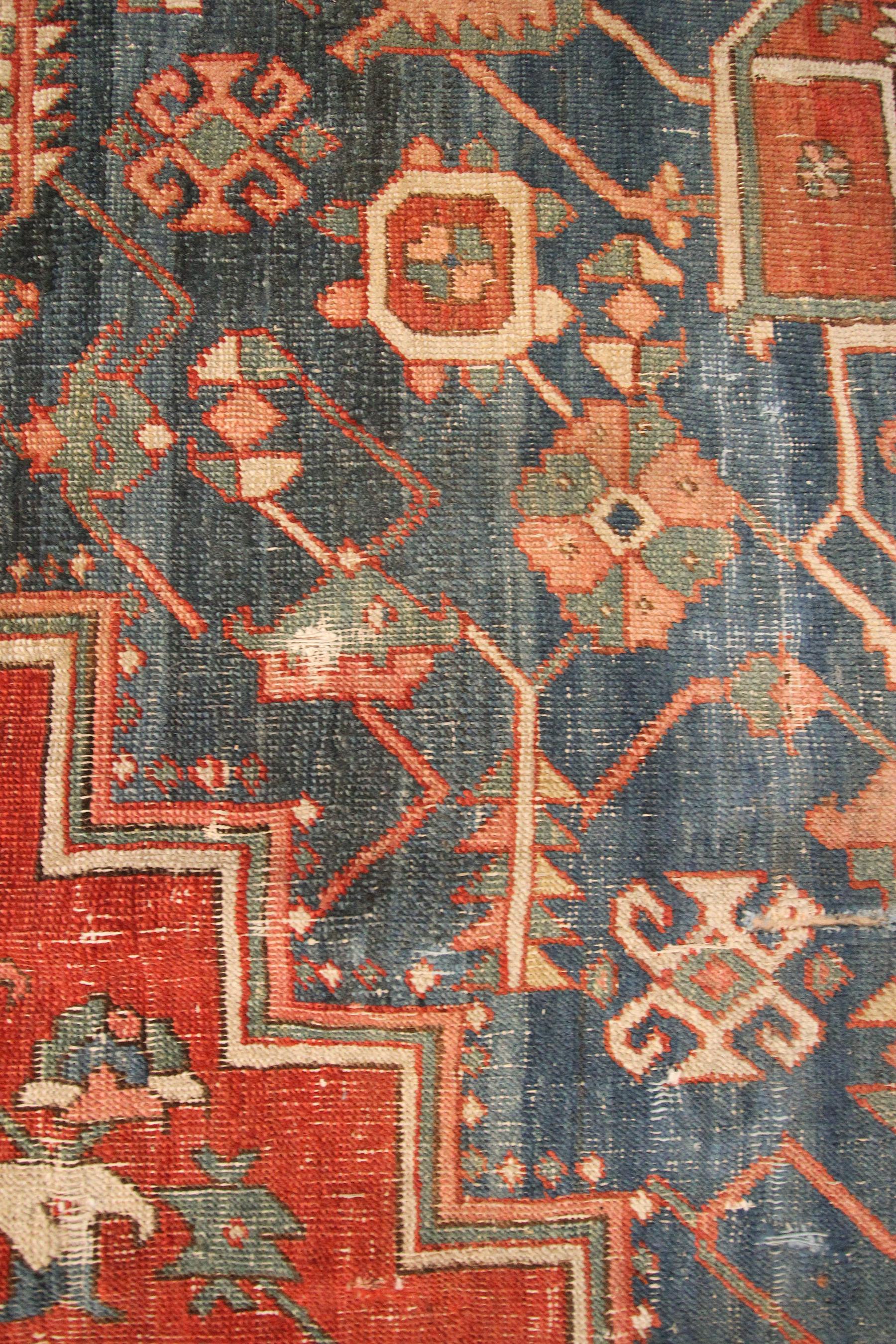 1850 Antique Bakhsayesh Heriz Serapi Rug Handmade Geometric Overall 305cmx396cm 7