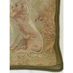 1850 Antique French Aubusson Tapestry Pillow - 18'' X 20''