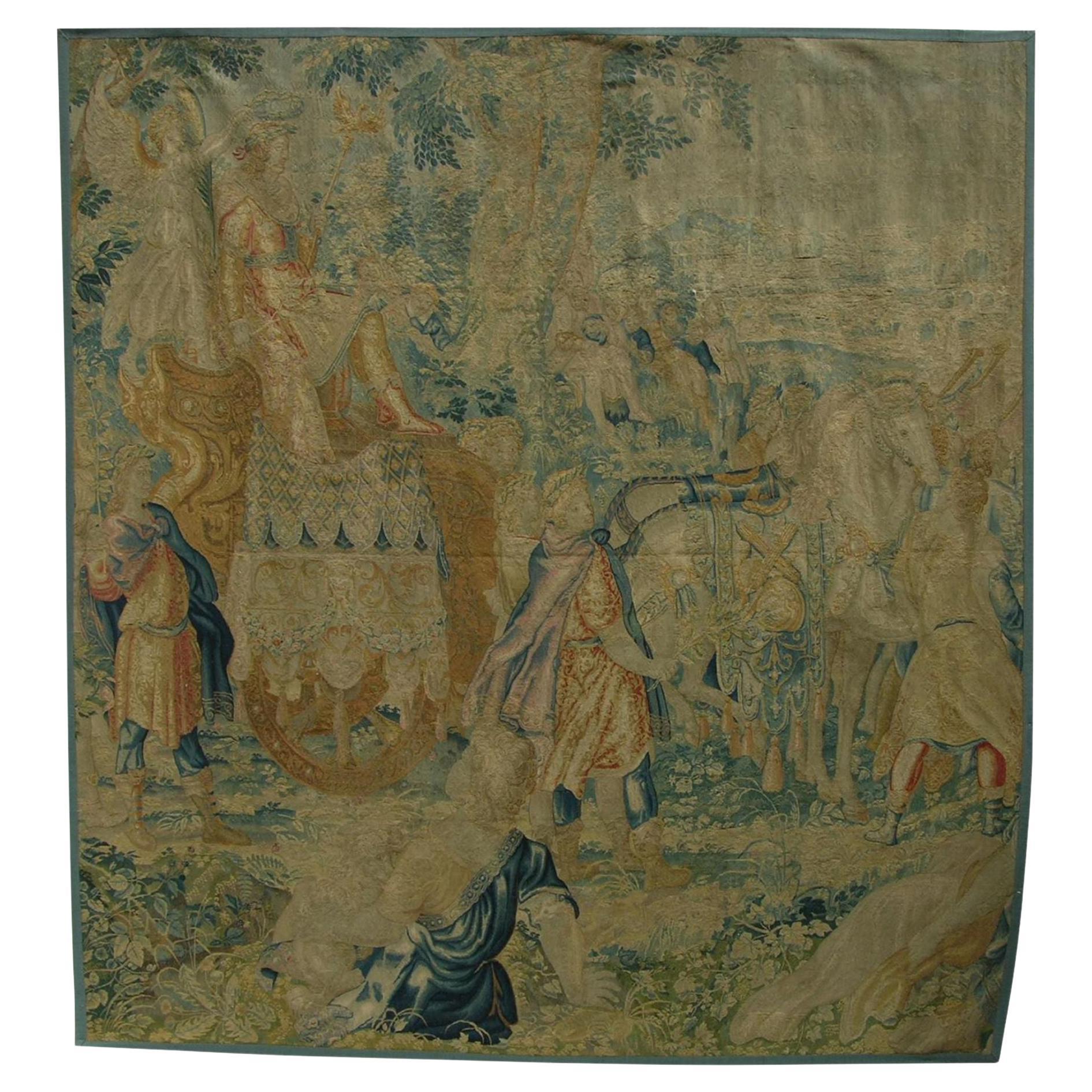 1850 Antique French King Ceremony Tapestry 10'5" X 9'9" For Sale
