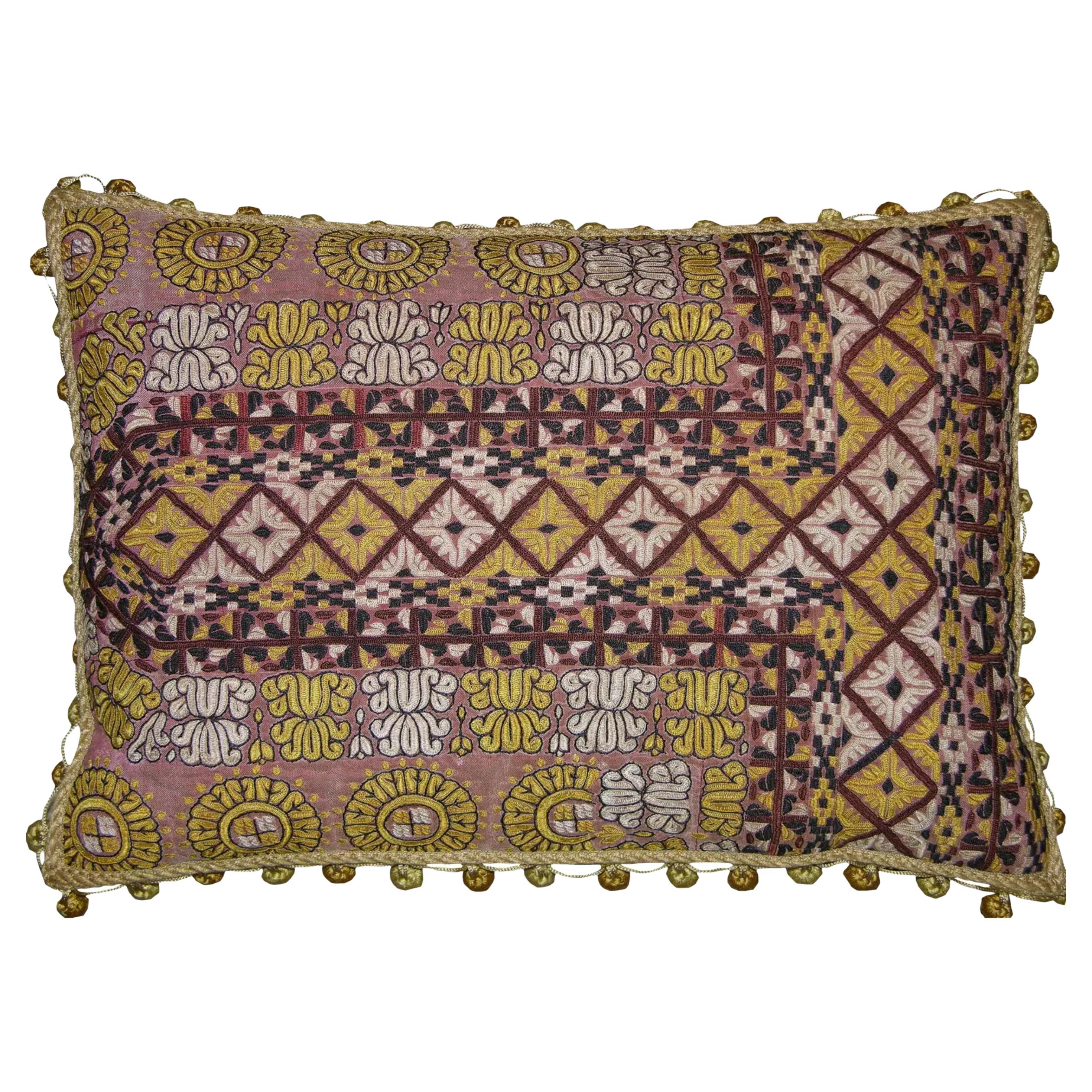 1850 Antique Uzbek Pillow - 20'' X 14'' For Sale