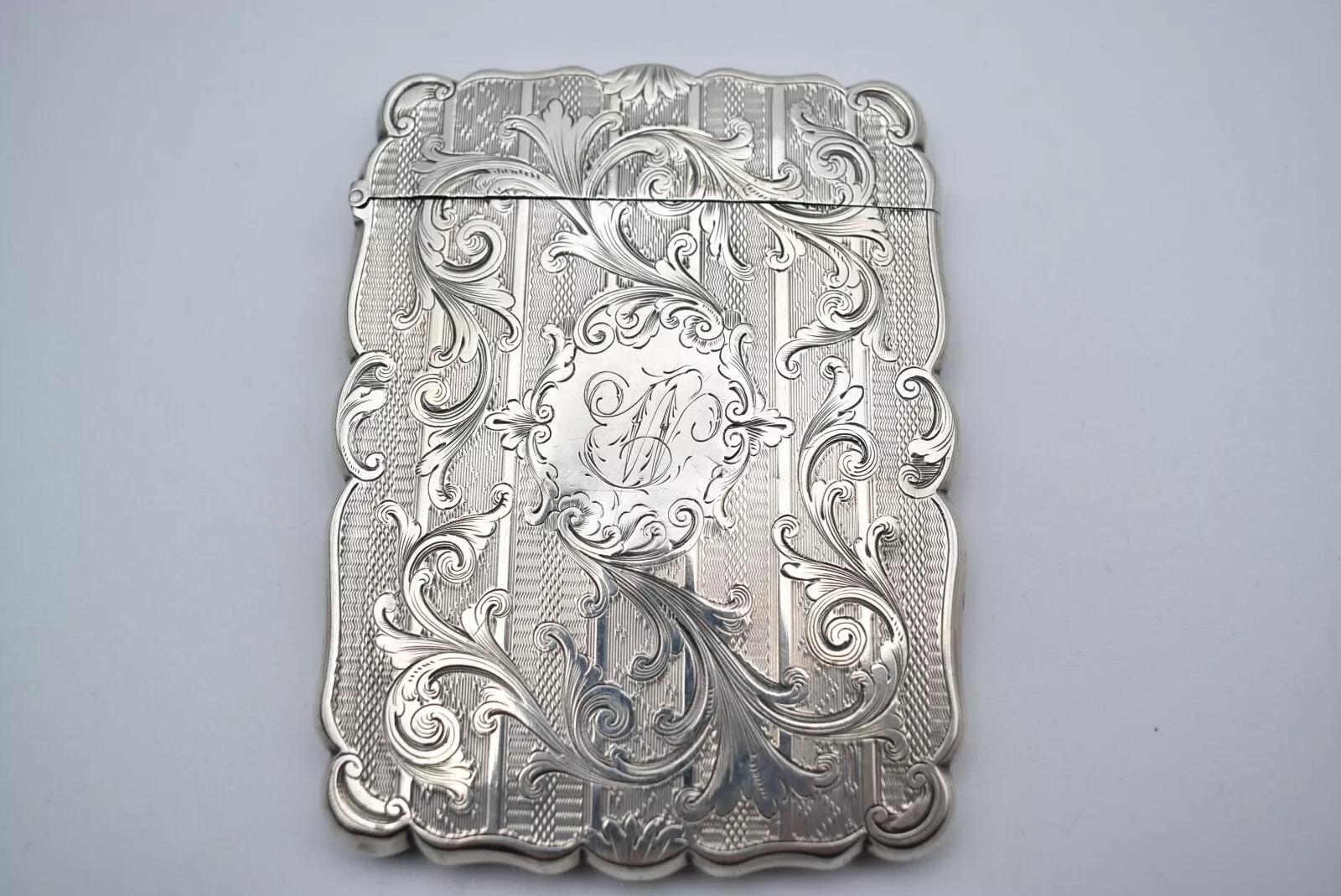 1850 Birmingham Silver Foxall & Co Victorian Castle Top Card Box 76.9 10x7.5x8cm In Excellent Condition For Sale In London, GB