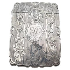 1850 Birmingham Silver Foxall & Co Caja de cartas victoriana con tapa de castillo 76,9 10x7,5x8cm