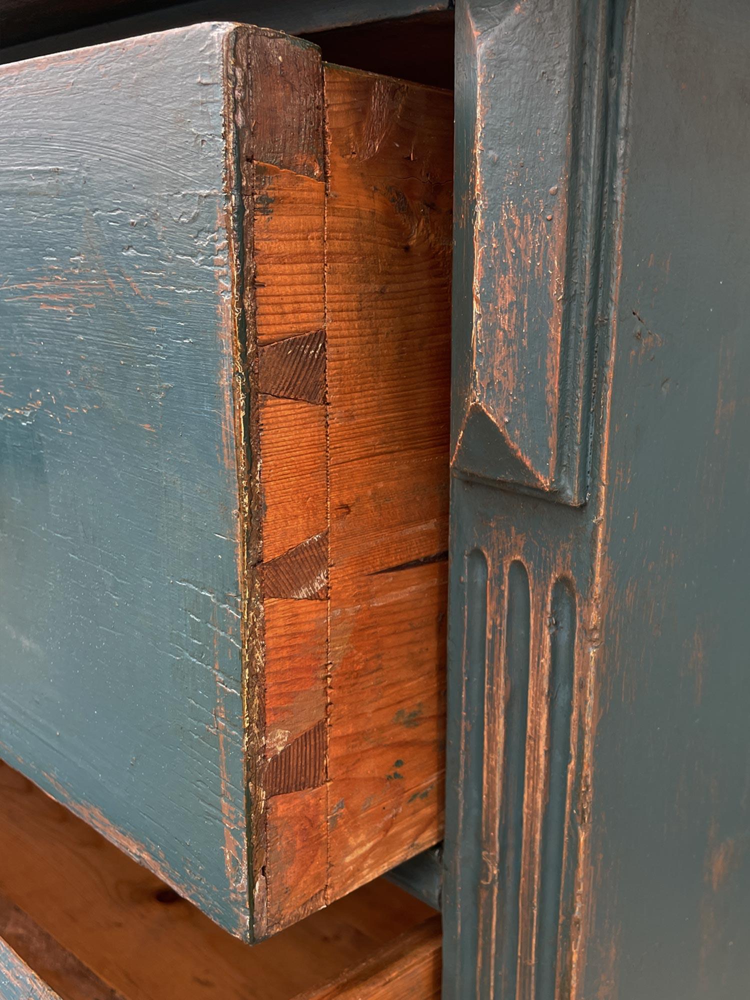 1850 Blue Painted Chest of Drawers, Central Europe 10