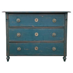 1850 Blue Painted Chest of Drawers, Central Europe