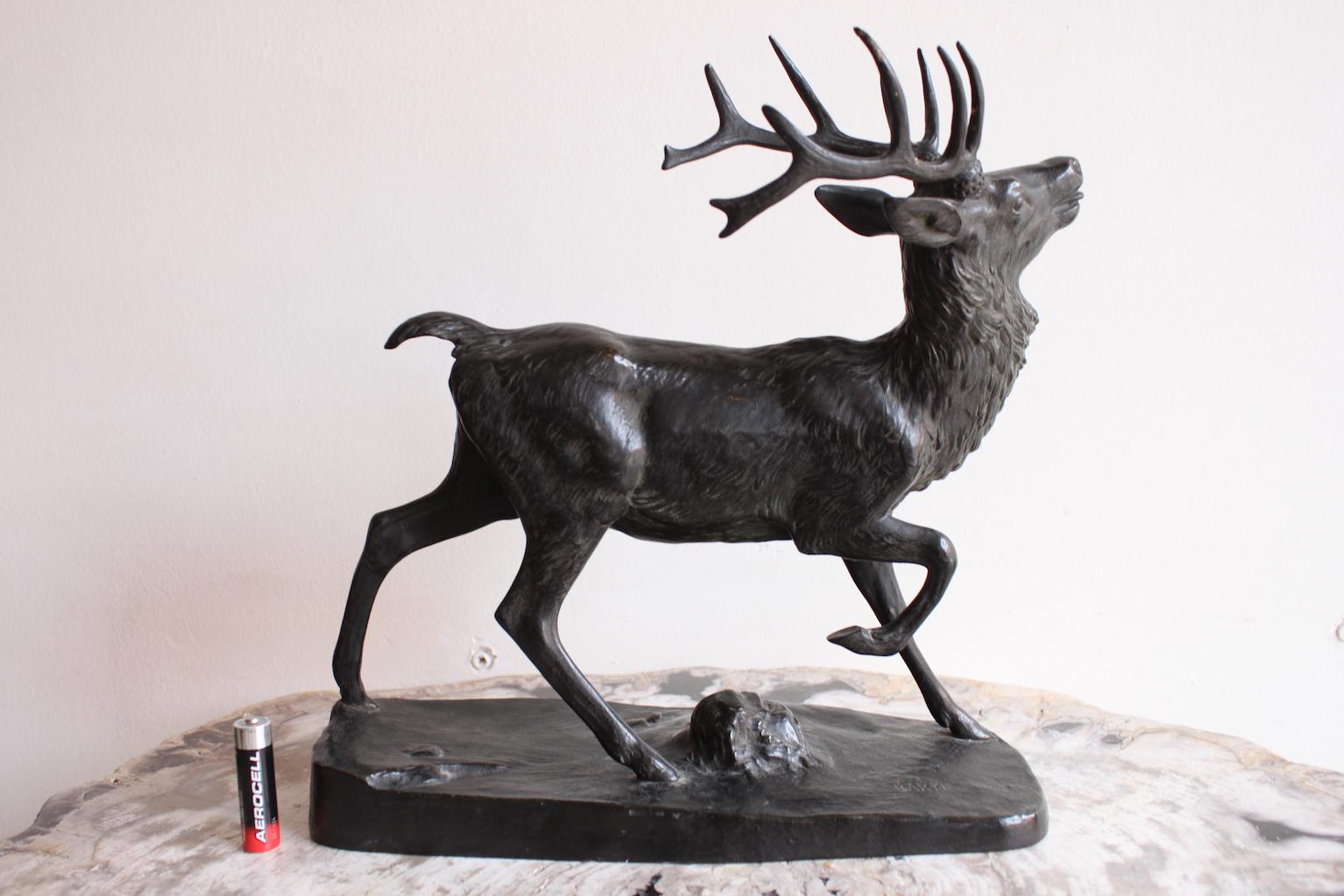 1850 Bronze Sculpture Deer by Antoine Louis Barye 7