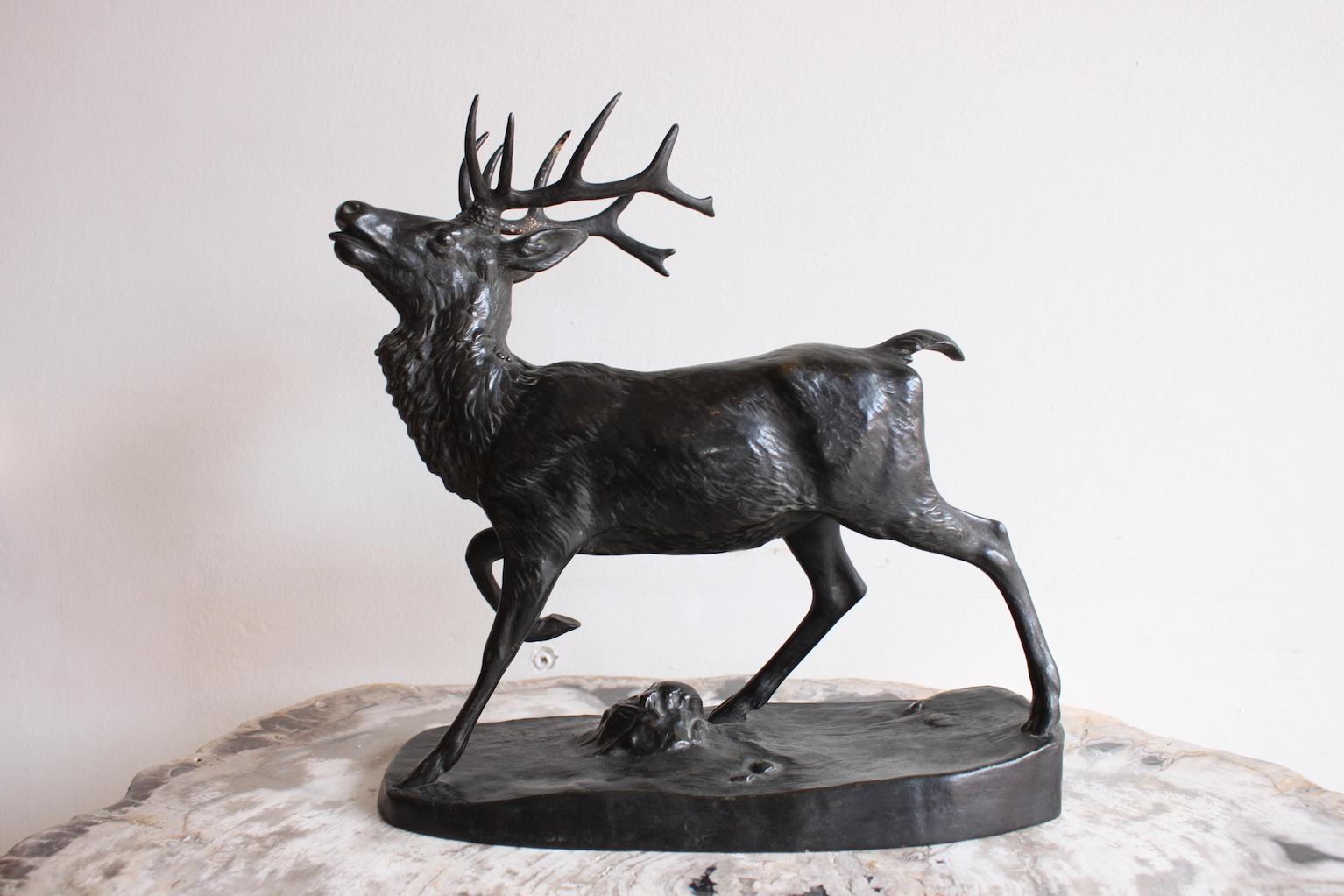 1850 Bronze Sculpture Deer by Antoine Louis Barye In Good Condition In Marseille, FR